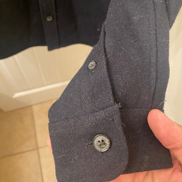 AllSaints Black Wool Blend Button Down Shirt Size Small - Picture 4 of 6